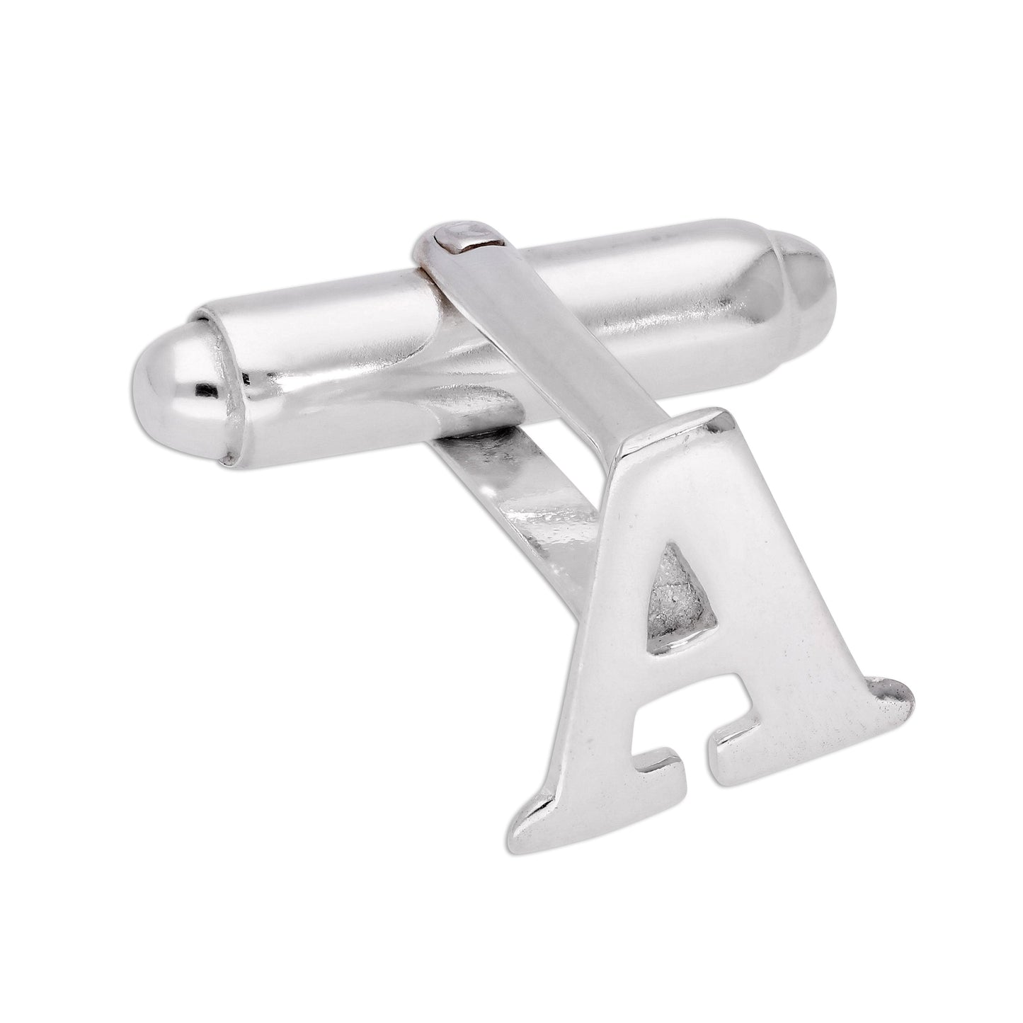 Sterling Silver Letter Swivel Back Single Cufflink A-Z