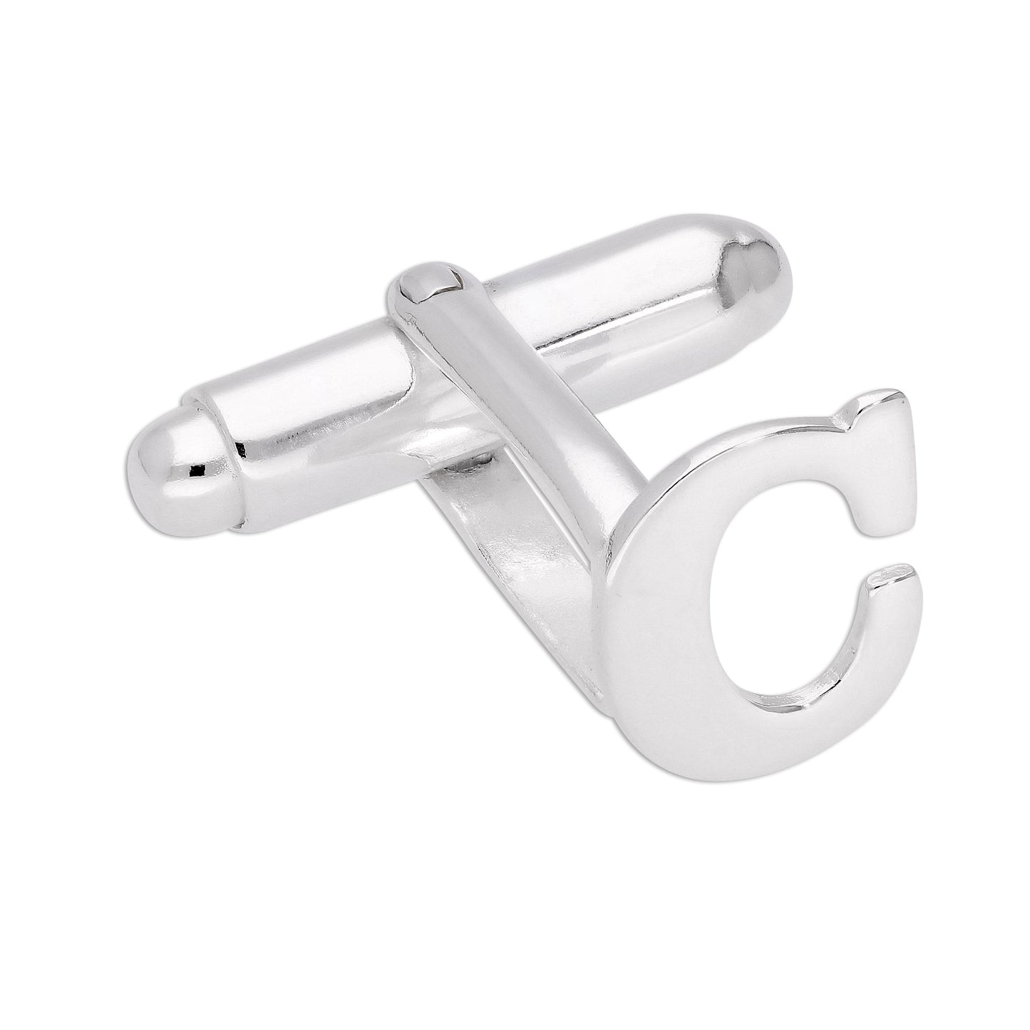 Sterling Silver Letter Swivel Back Single Cufflink A-Z