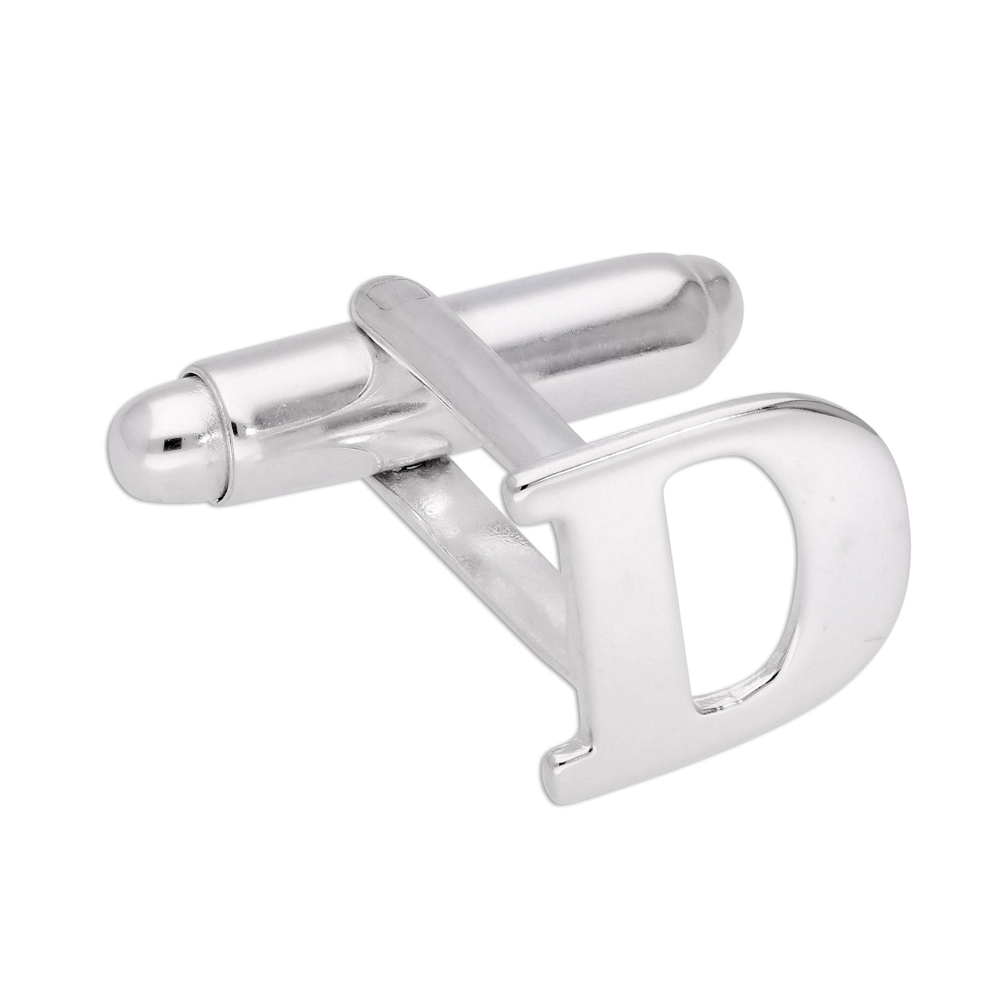 Sterling Silver Letter Swivel Back Single Cufflink A-Z