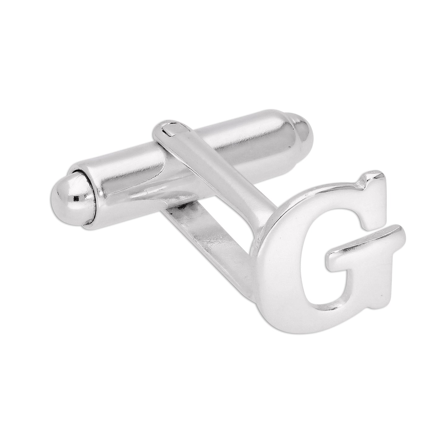 Sterling Silver Letter Swivel Back Single Cufflink A-Z