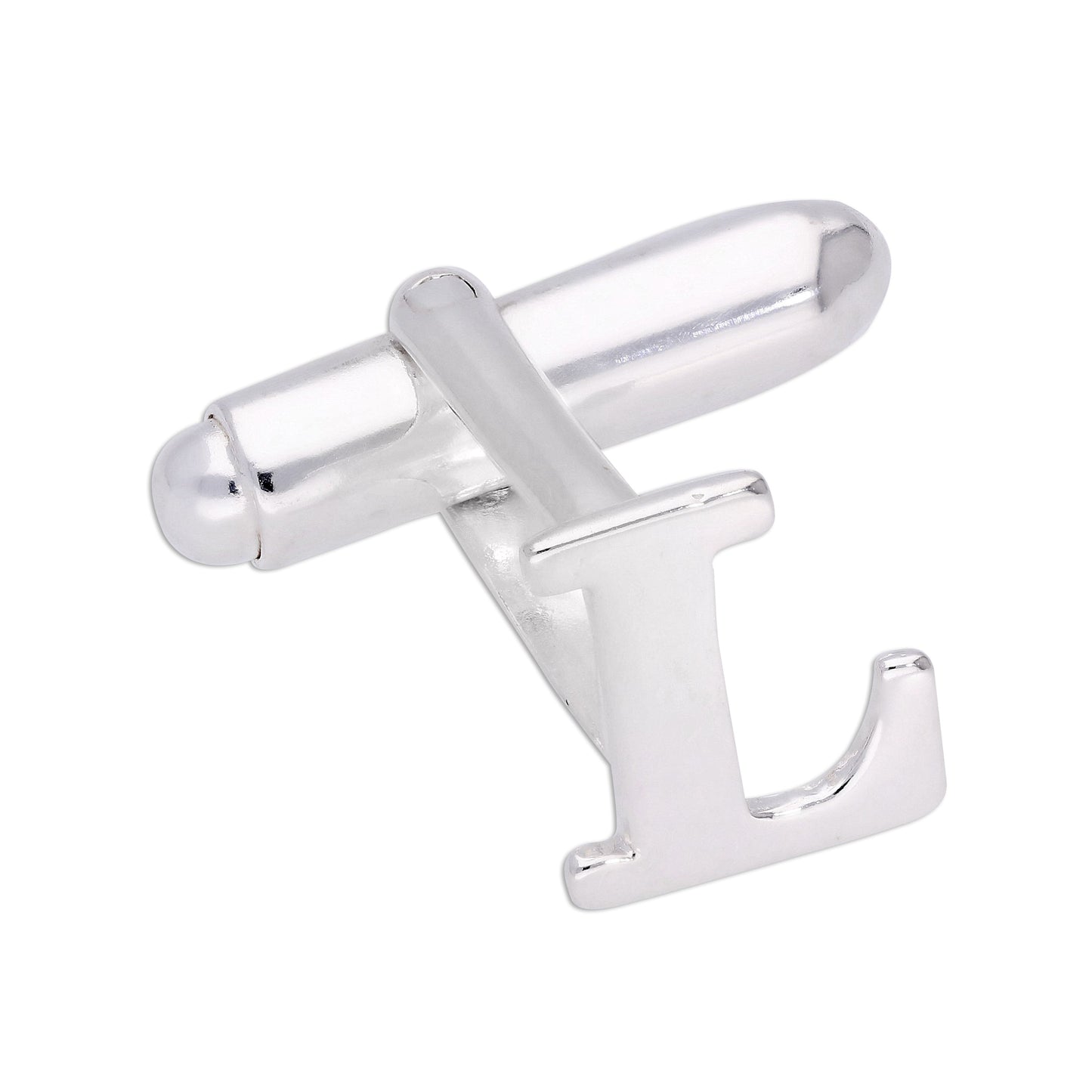 Sterling Silver Letter Swivel Back Single Cufflink A-Z