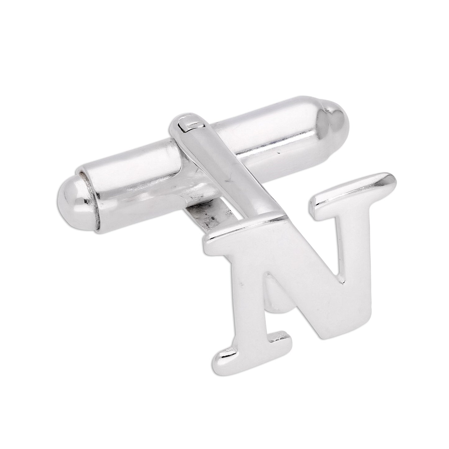 Sterling Silver Letter Swivel Back Single Cufflink A-Z