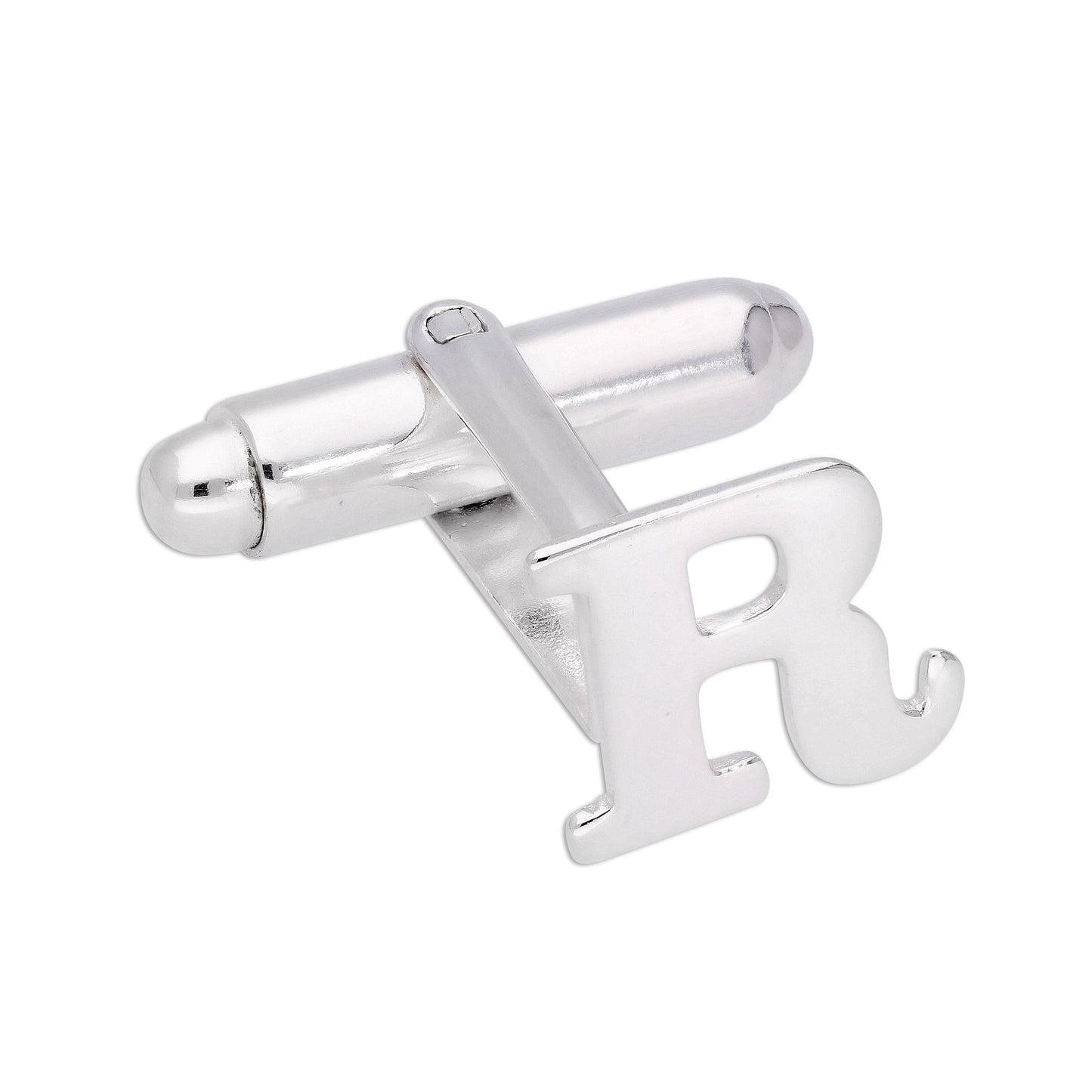 Sterling Silver Letter Swivel Back Single Cufflink A-Z
