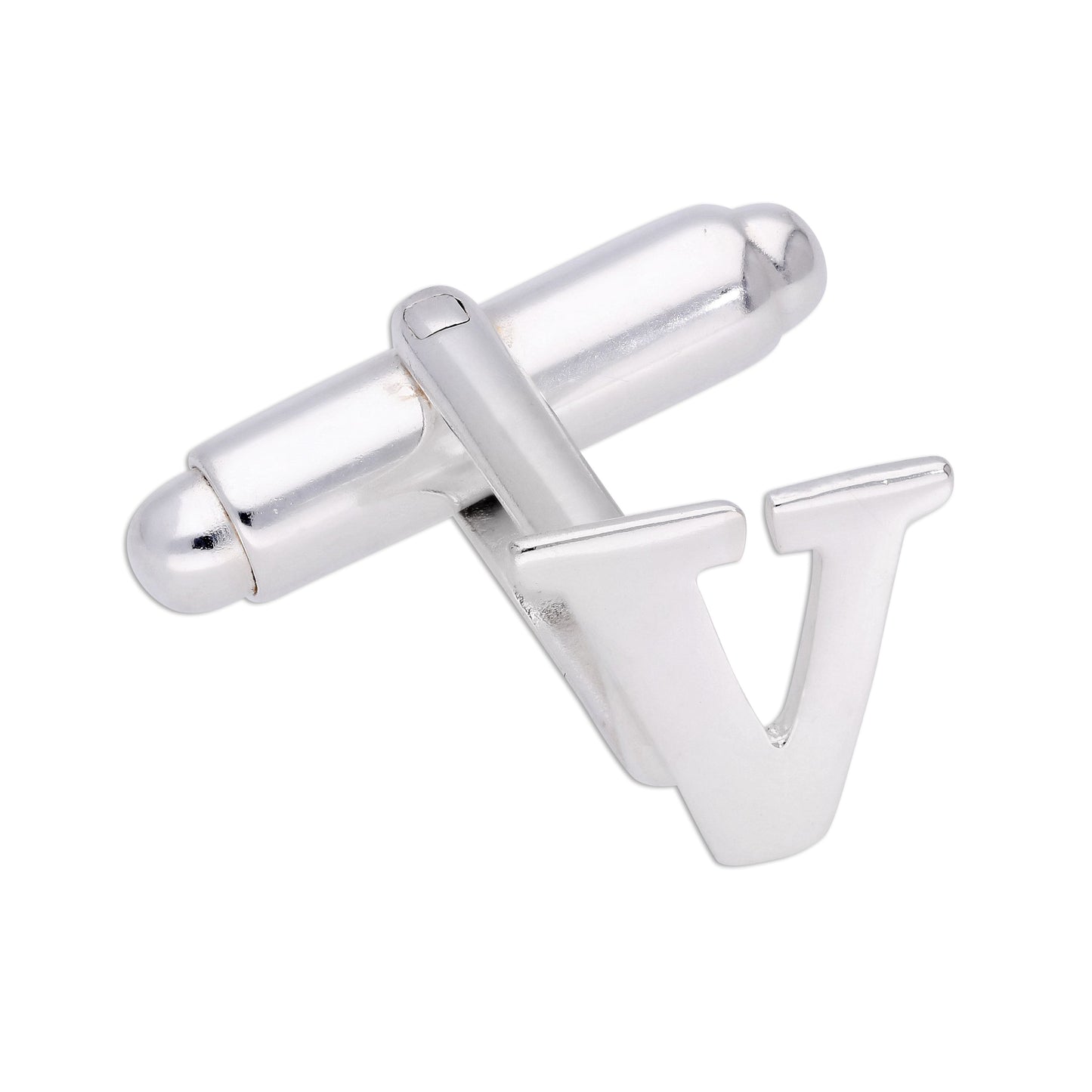 Sterling Silver Letter Swivel Back Single Cufflink A-Z