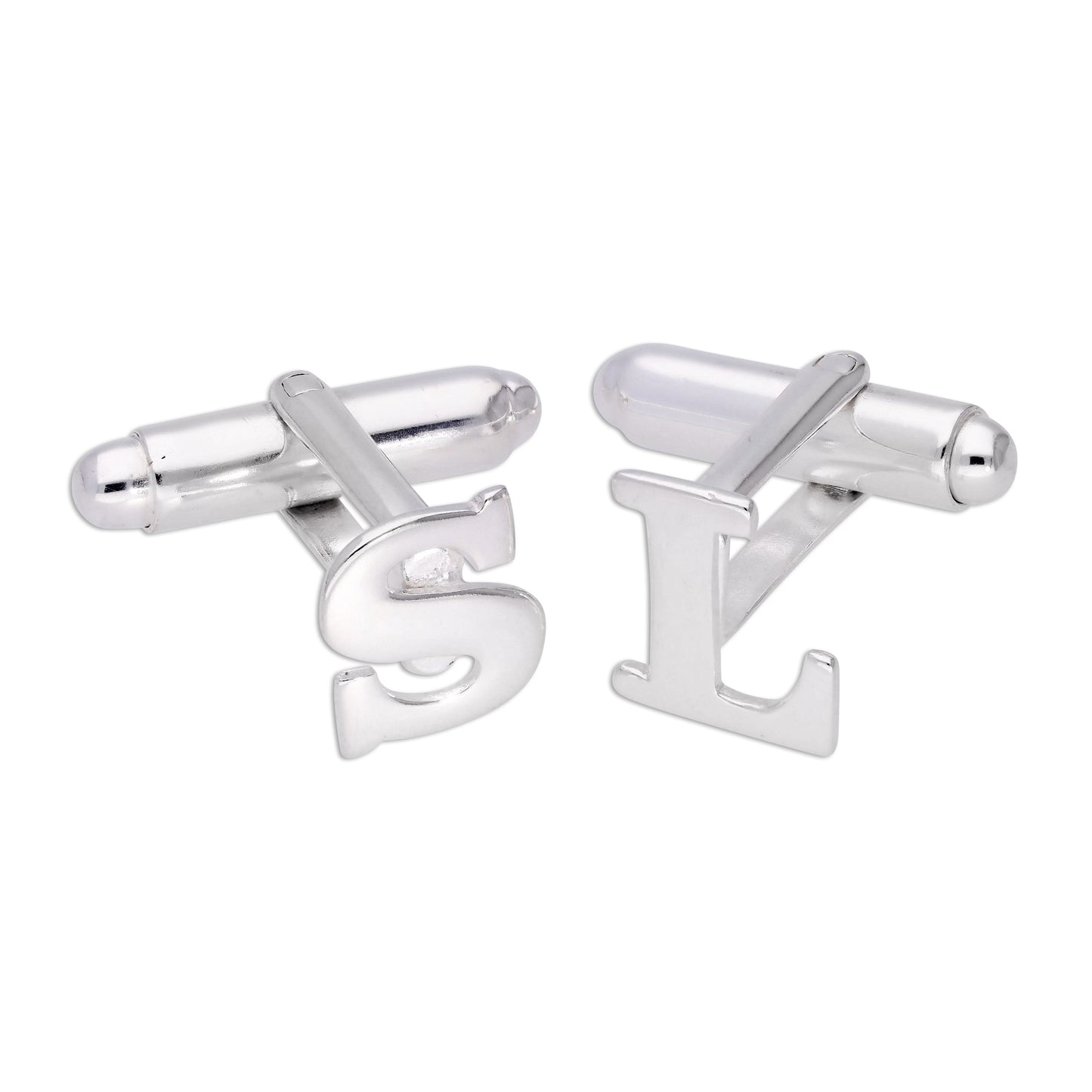 Sterling Silver Letter Swivel Back Single Cufflink A-Z