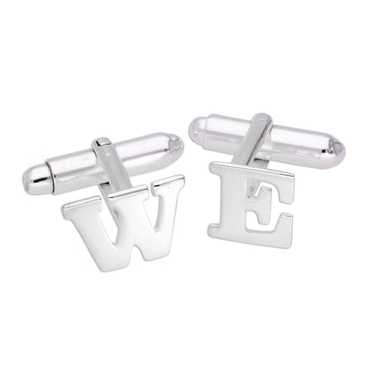 Sterling Silver Letter Swivel Back Single Cufflink A-Z