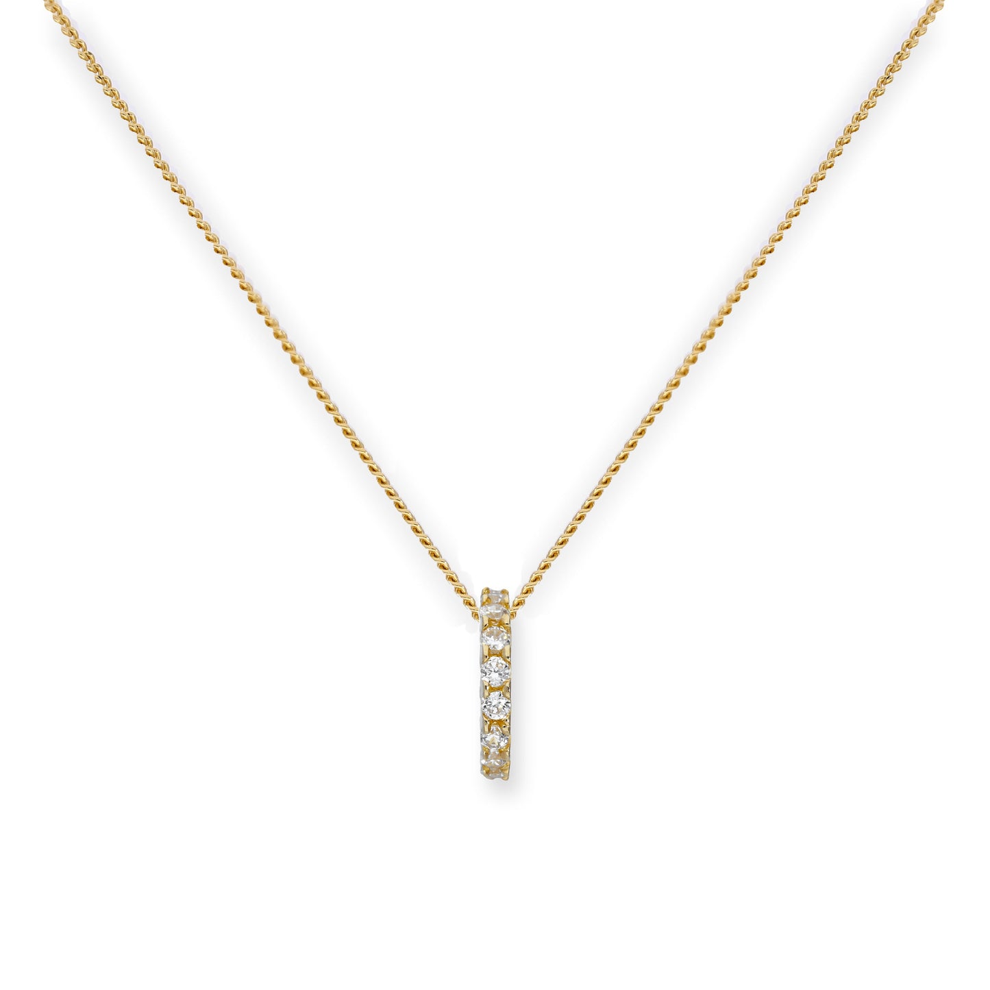 9ct Gold & Clear CZ Crystal Wheel Pendant Necklace 16 - 20 Inches
