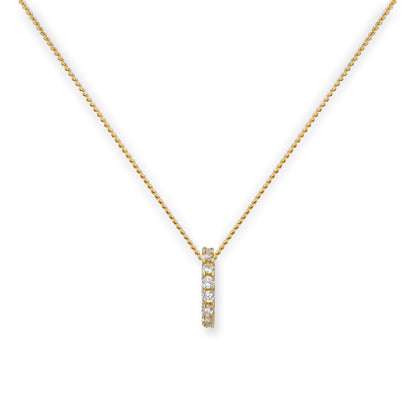 9ct Gold & Clear CZ Crystal Wheel Pendant Necklace 16 - 20 Inches