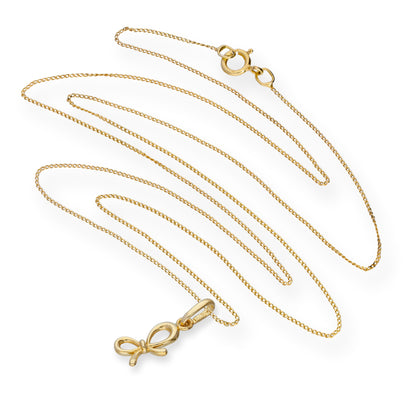 9ct Gold Ribbon Bow Pendant Necklace 16 - 20 Inches