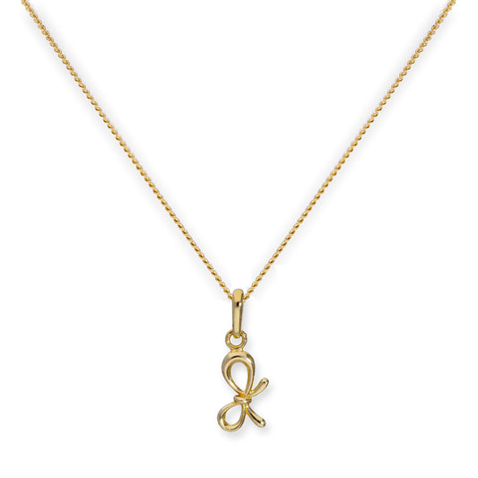 9ct Gold Ribbon Bow Pendant Necklace 16 - 20 Inches