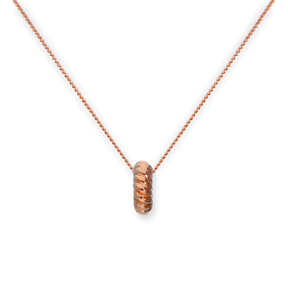 9ct Rose Gold Woven Karma Circle Pendant Necklace 16 - 18 Inches