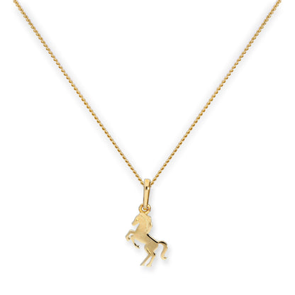 9ct Gold Prancing Horse Pendant Necklace 16 - 20 Inches