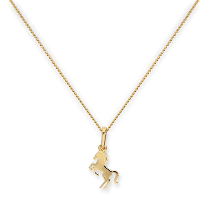 9ct Gold Prancing Horse Pendant Necklace 16 - 20 Inches