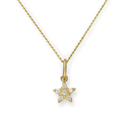 9ct Gold & Clear CZ Crystal Star Pendant Necklace