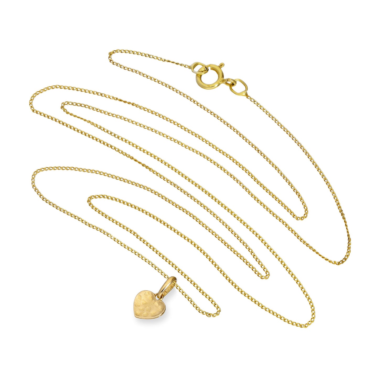 9ct Gold Hammered Finish Heart Pendant Necklace