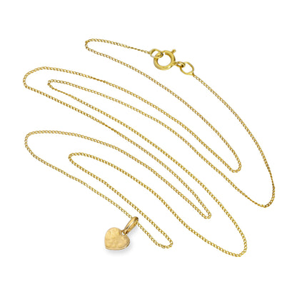 9ct Gold Hammered Finish Heart Pendant Necklace