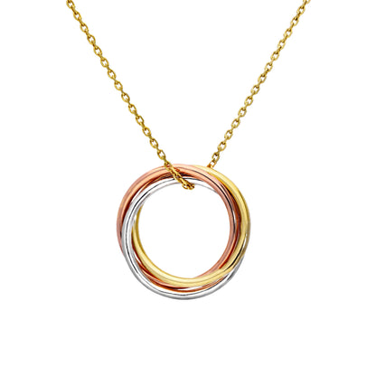 9ct Mixed Gold Russian Rings Pendant Necklace