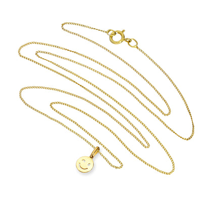 9ct Gold Winking Smiley Face Pendant Necklace