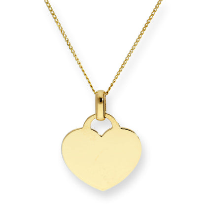 9ct Gold Engravable Heart Pendant Necklace 16 - 18 Inches