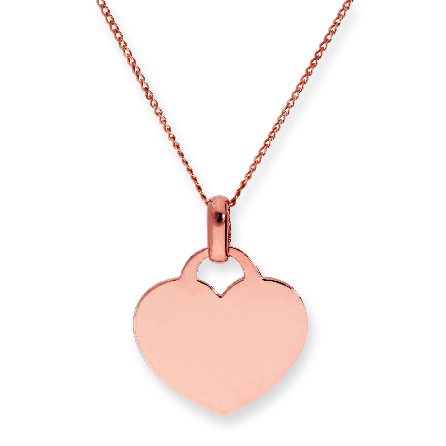 9ct Rose Gold Engravable Heart Pendant Necklace 16 - 20 Inches