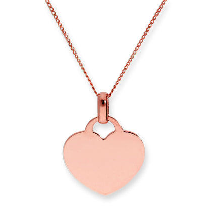 9ct Rose Gold Engravable Heart Pendant Necklace 16 - 20 Inches