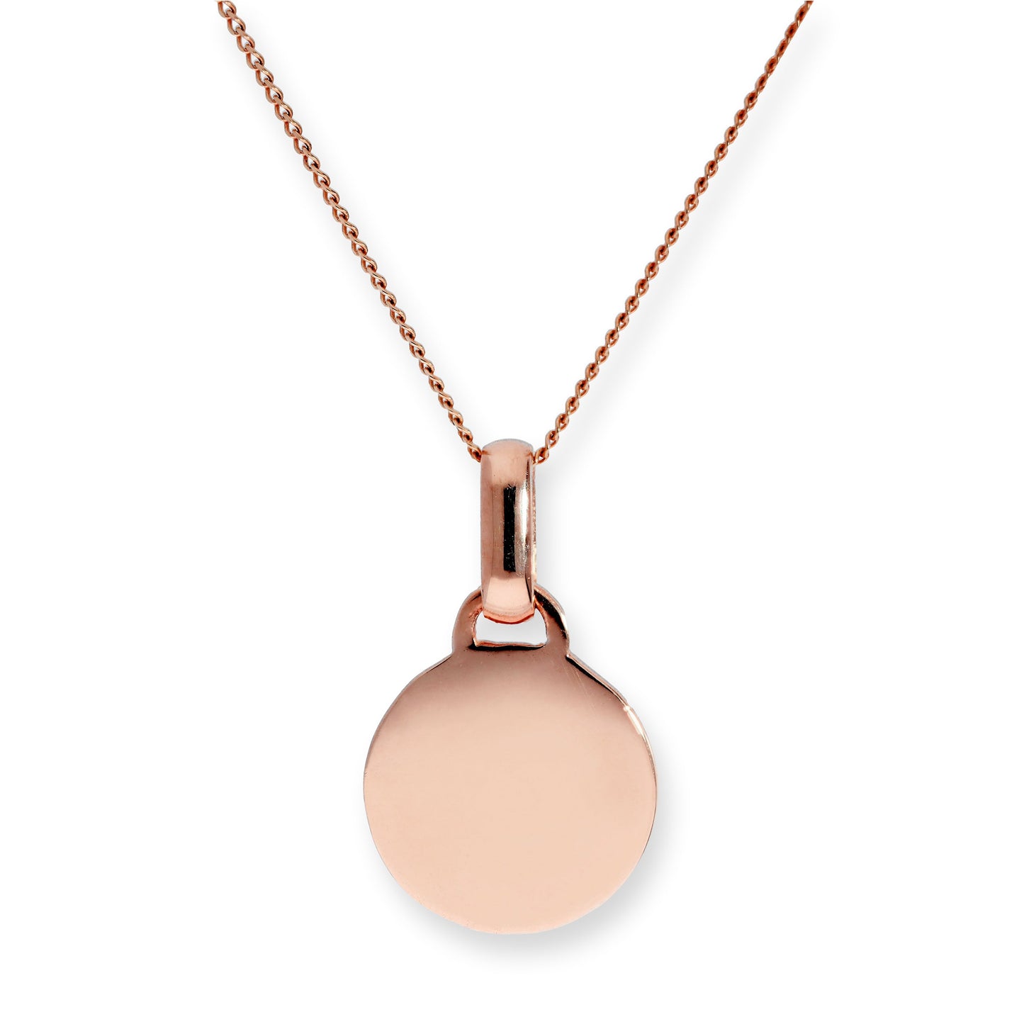 9ct Rose Gold Engravable Round Pendant Necklace 16-18 Inches