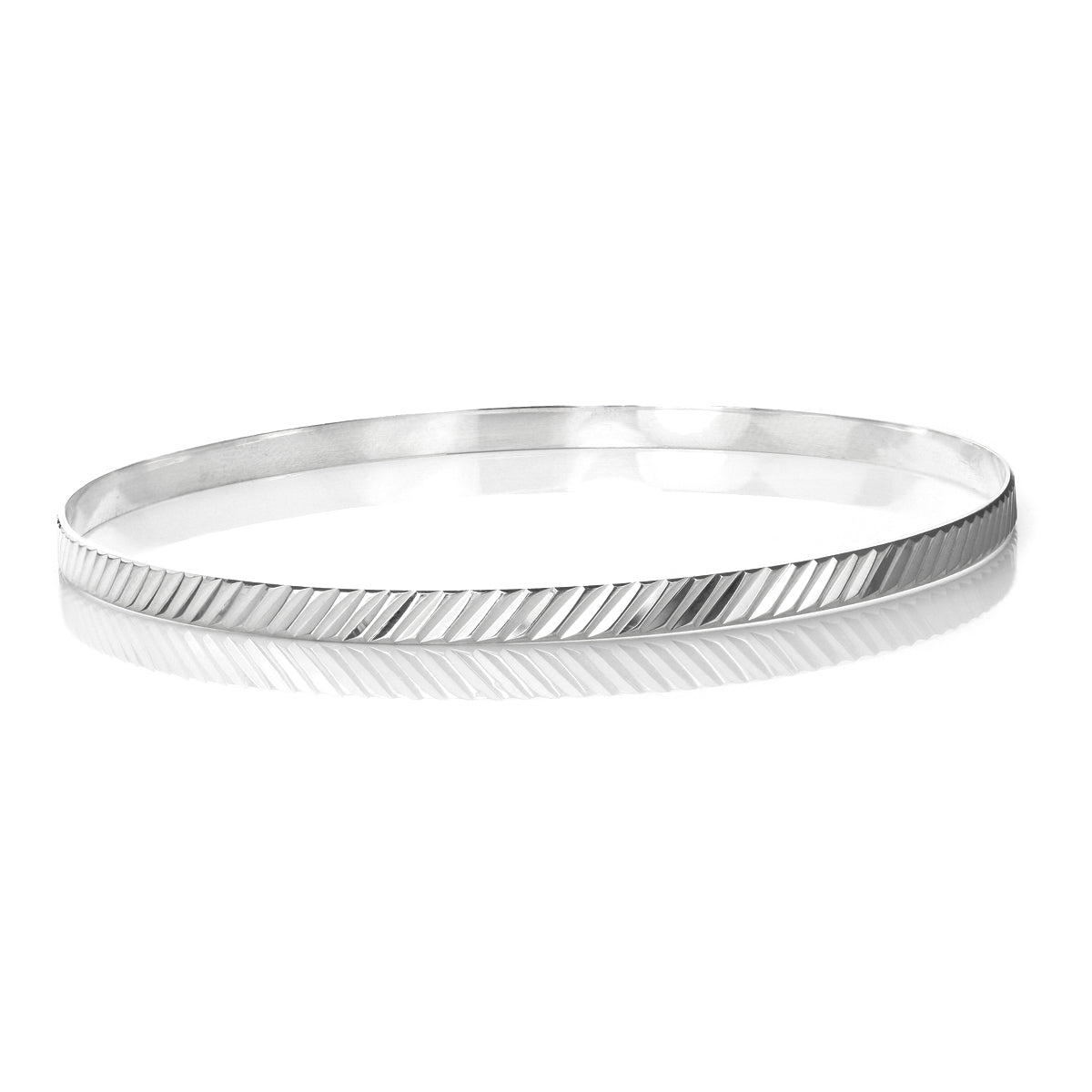 Sterling Silver Milled Diamond Cut Bangle