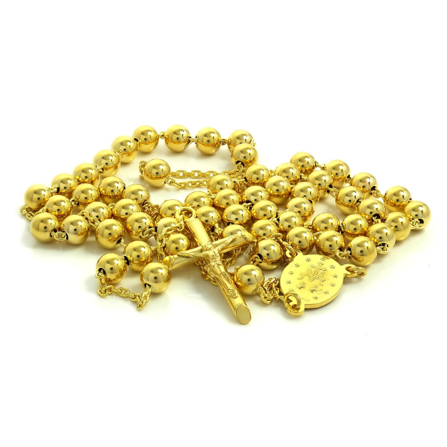 9ct Gold Heavy Rosary Bead Necklace