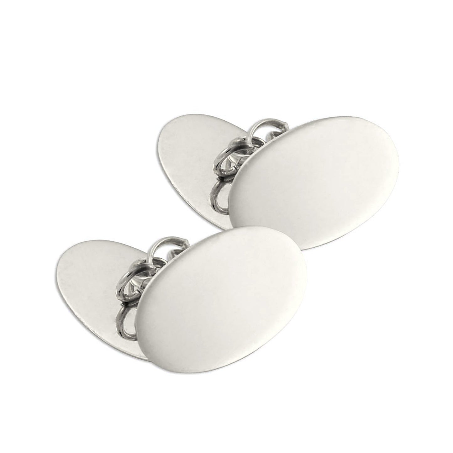 9ct White Gold Classic Oval Cufflinks