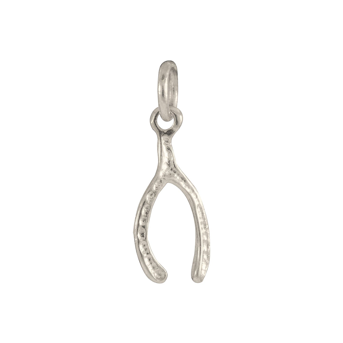 9ct White Gold Wishbone Charm