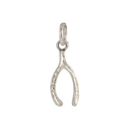 9ct White Gold Wishbone Charm