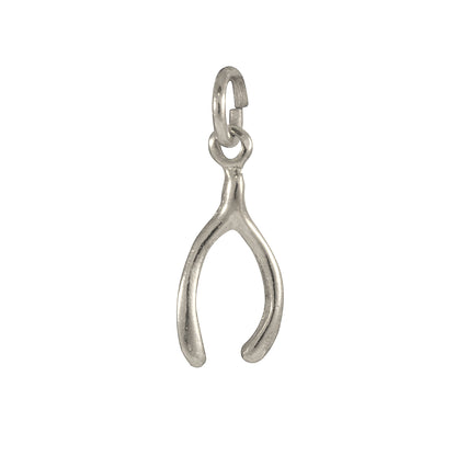 9ct White Gold Wishbone Charm