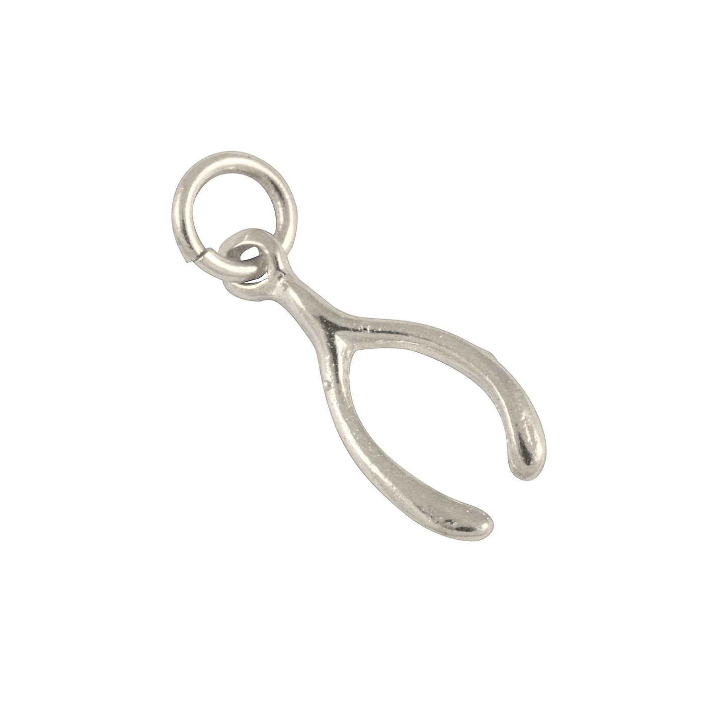 9ct White Gold Wishbone Charm