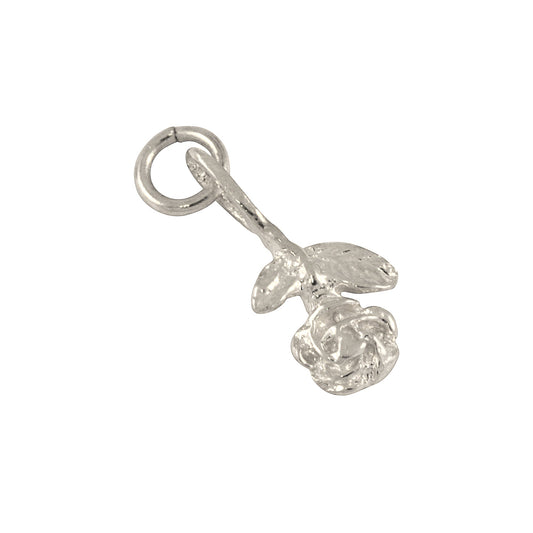 9ct White Gold Rose Charm