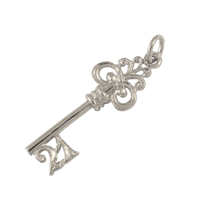 9ct White Gold 21st Birthday Key Charm