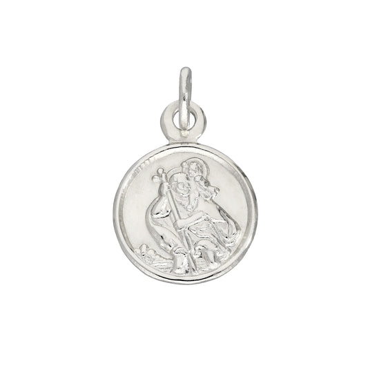 9ct White Gold Small Round Saint Christopher