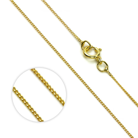 9ct Yellow Gold Diamond Cut Curb Chain 16 - 22 Inches