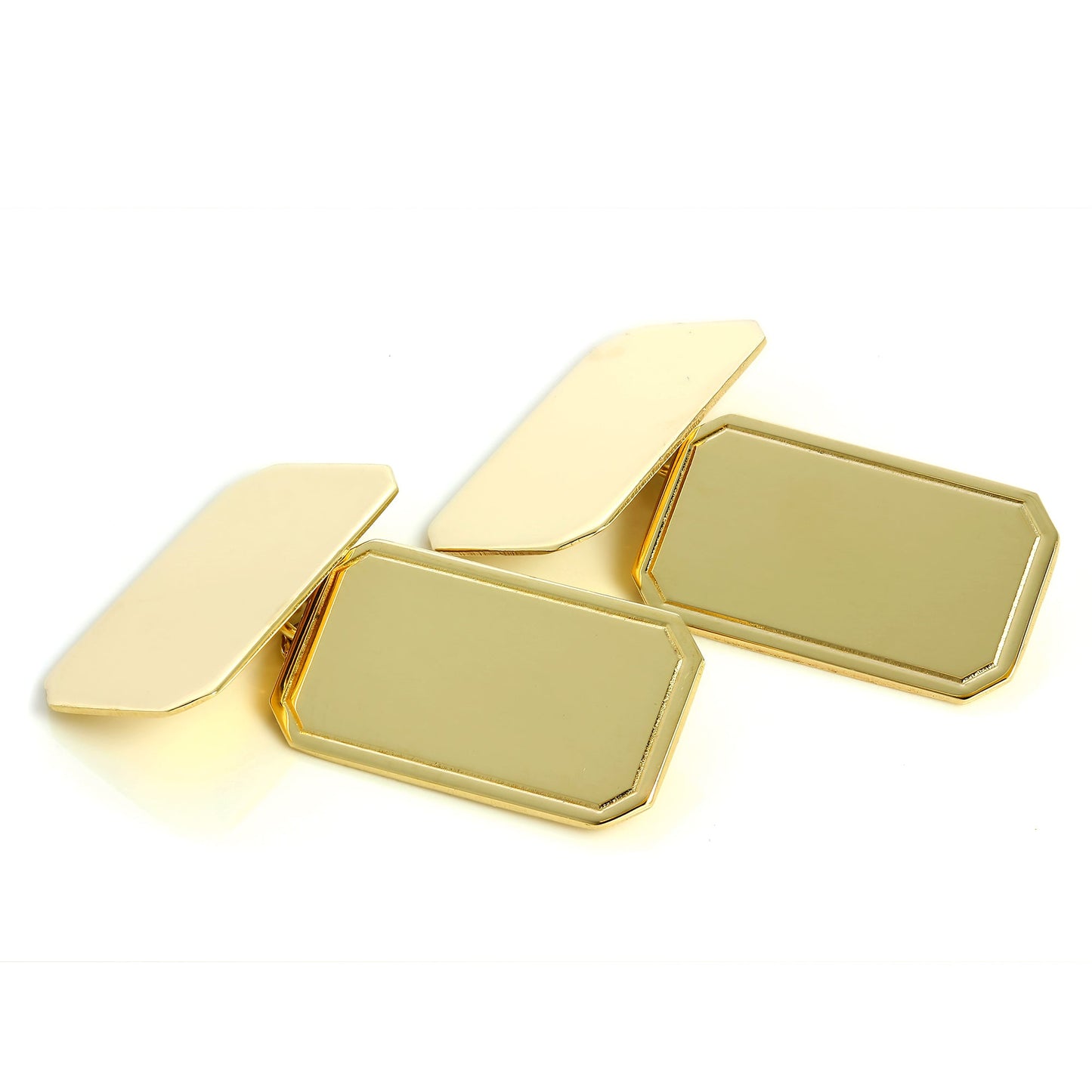 9ct Gold Engravable Edged Rectangular Double Sided Chain Cufflinks
