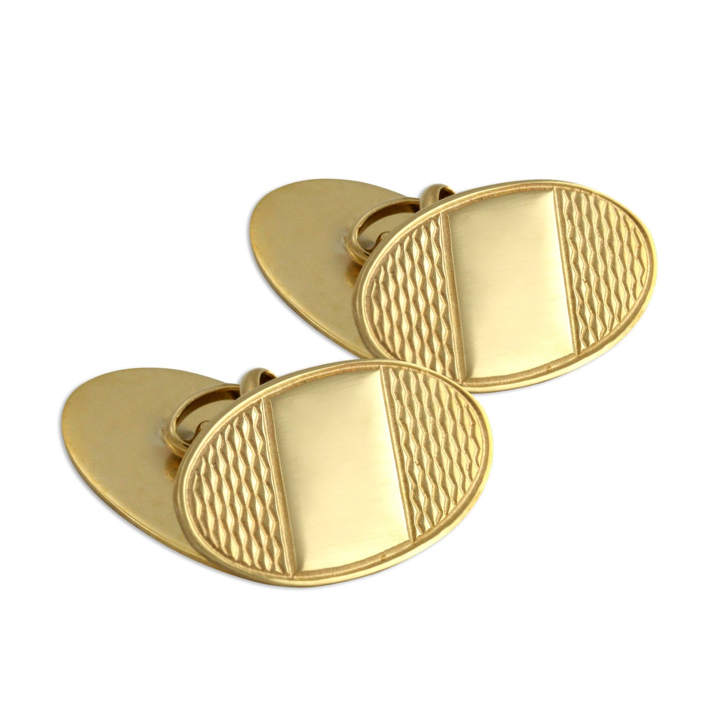 9ct Gold Patterned Oval Cufflinks