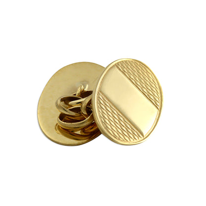 9ct Gold Patterned Oval Cufflinks