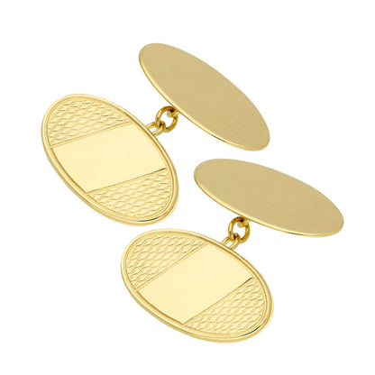 9ct Gold Patterned Oval Cufflinks