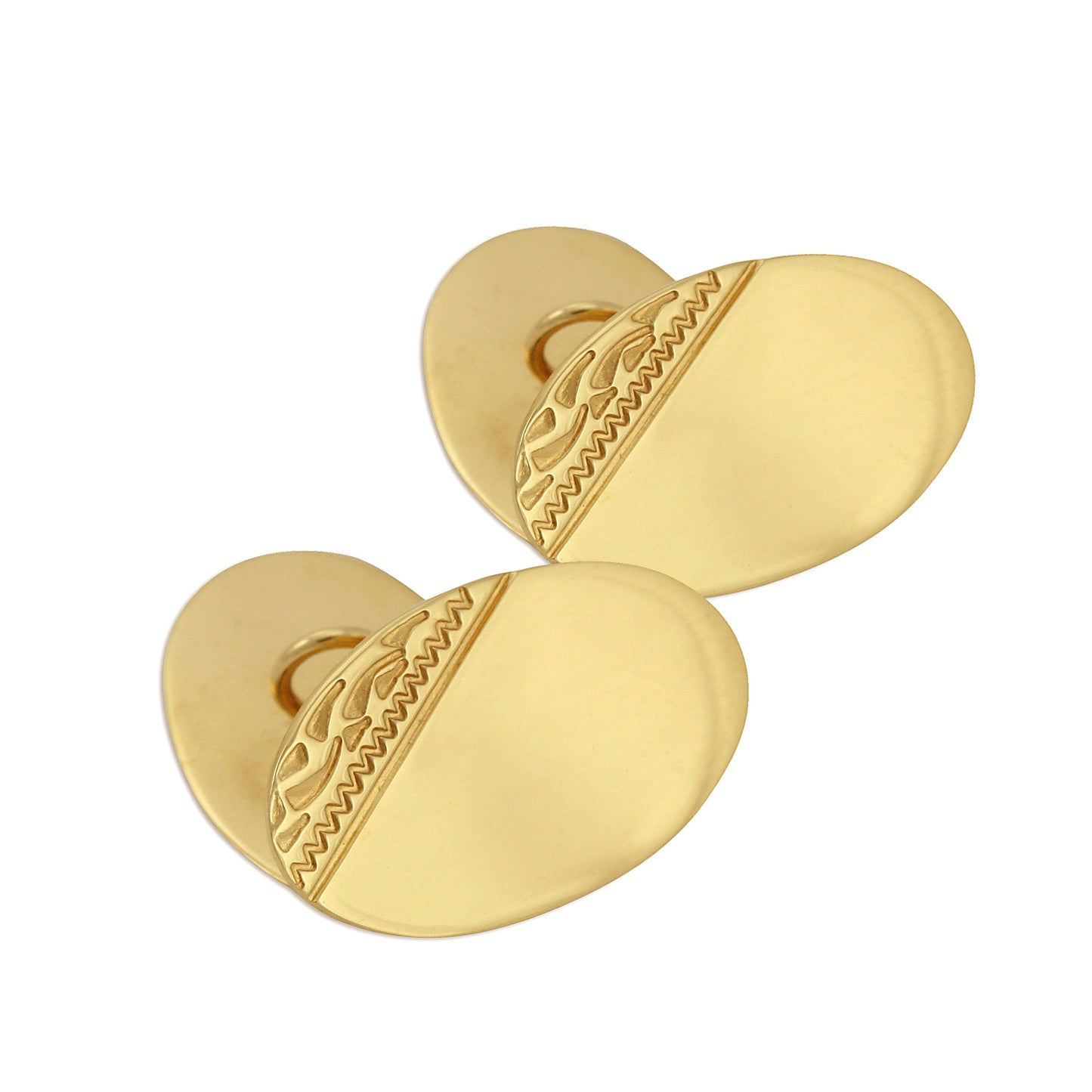 9ct Gold Engraved Oval Cufflinks