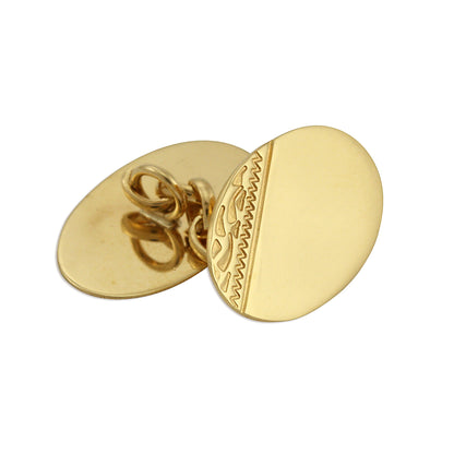 9ct Gold Engraved Oval Cufflinks