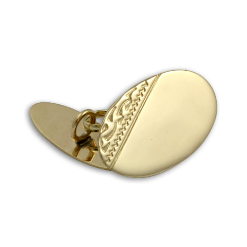 9ct Gold Engraved Oval Cufflinks