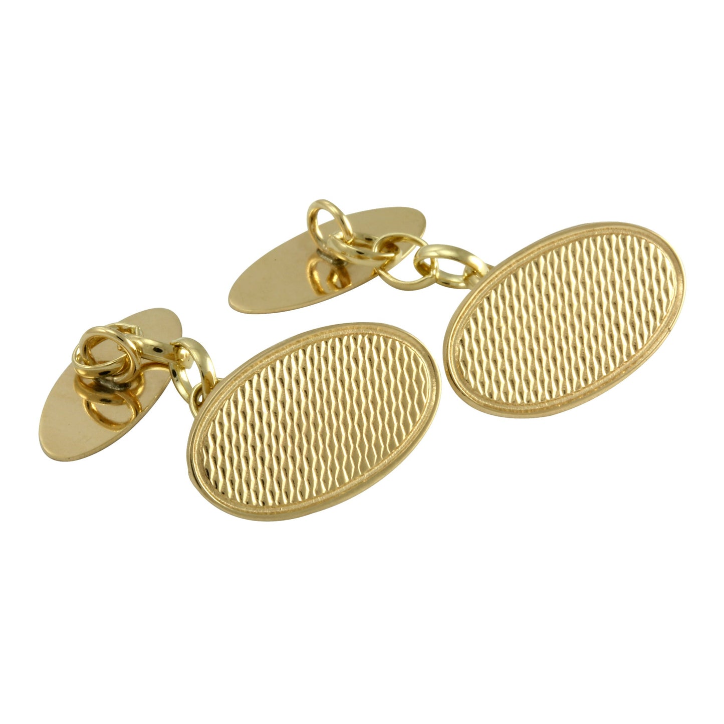 9ct Gold Engine Turned Oval Cufflinks