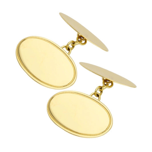 9ct Gold Classic Edged Oval Cufflinks