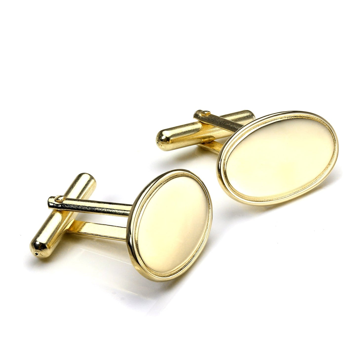 9ct Gold Classic Edged Swivel Back Oval Cufflinks