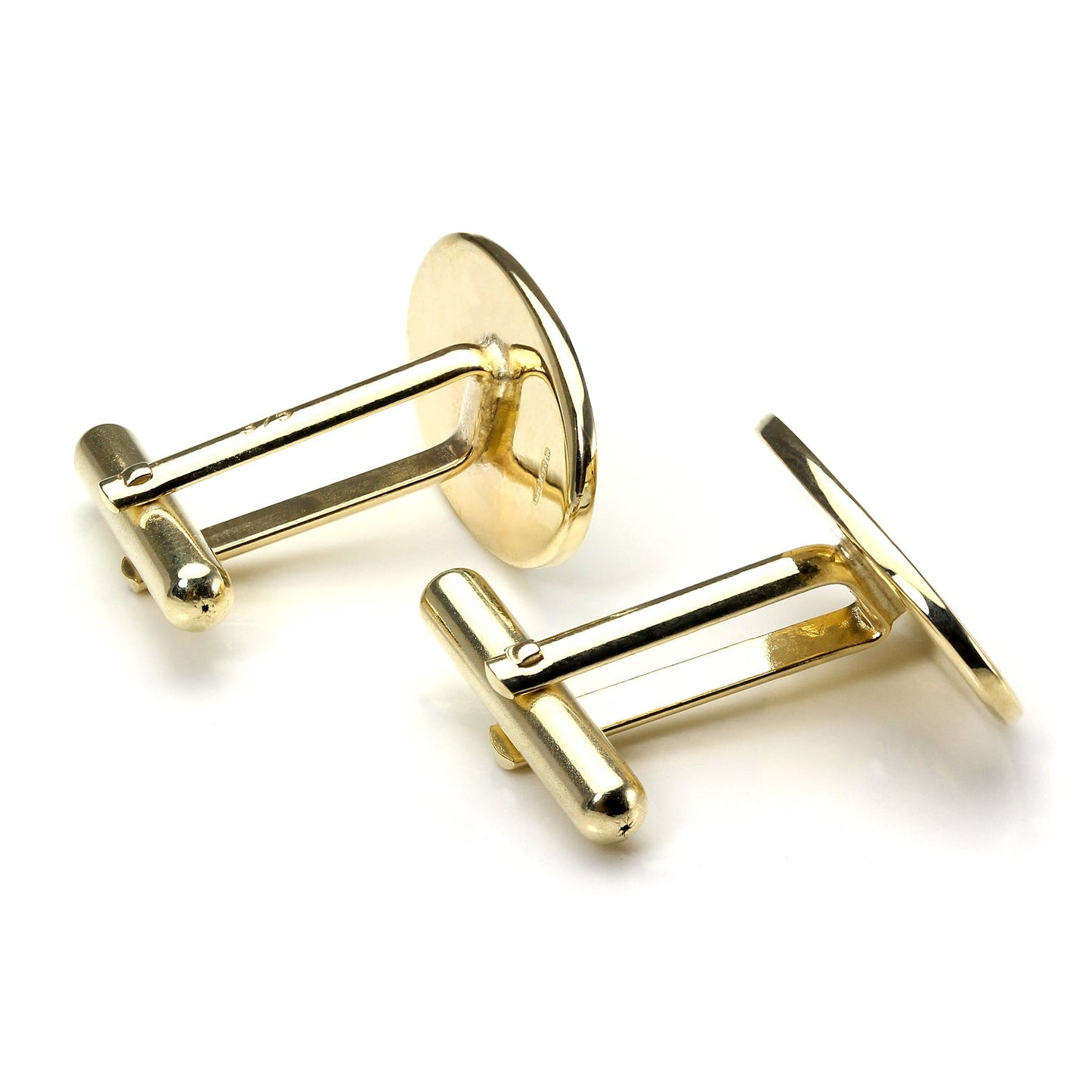 9ct Gold Classic Edged Swivel Back Oval Cufflinks