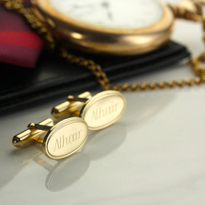 9ct Gold Classic Edged Swivel Back Oval Cufflinks