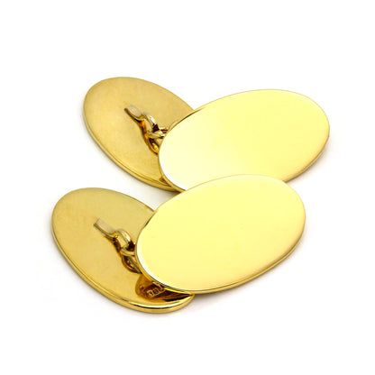 9ct Yellow Gold Double Sided Oval Chain Cufflinks